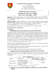 COMPTE RENDU REUNION CONSEIL MUNICIPAL – 15 MARS 2023